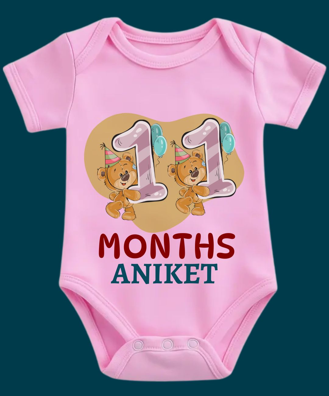 11 Month Teddy Print Baby Outfit