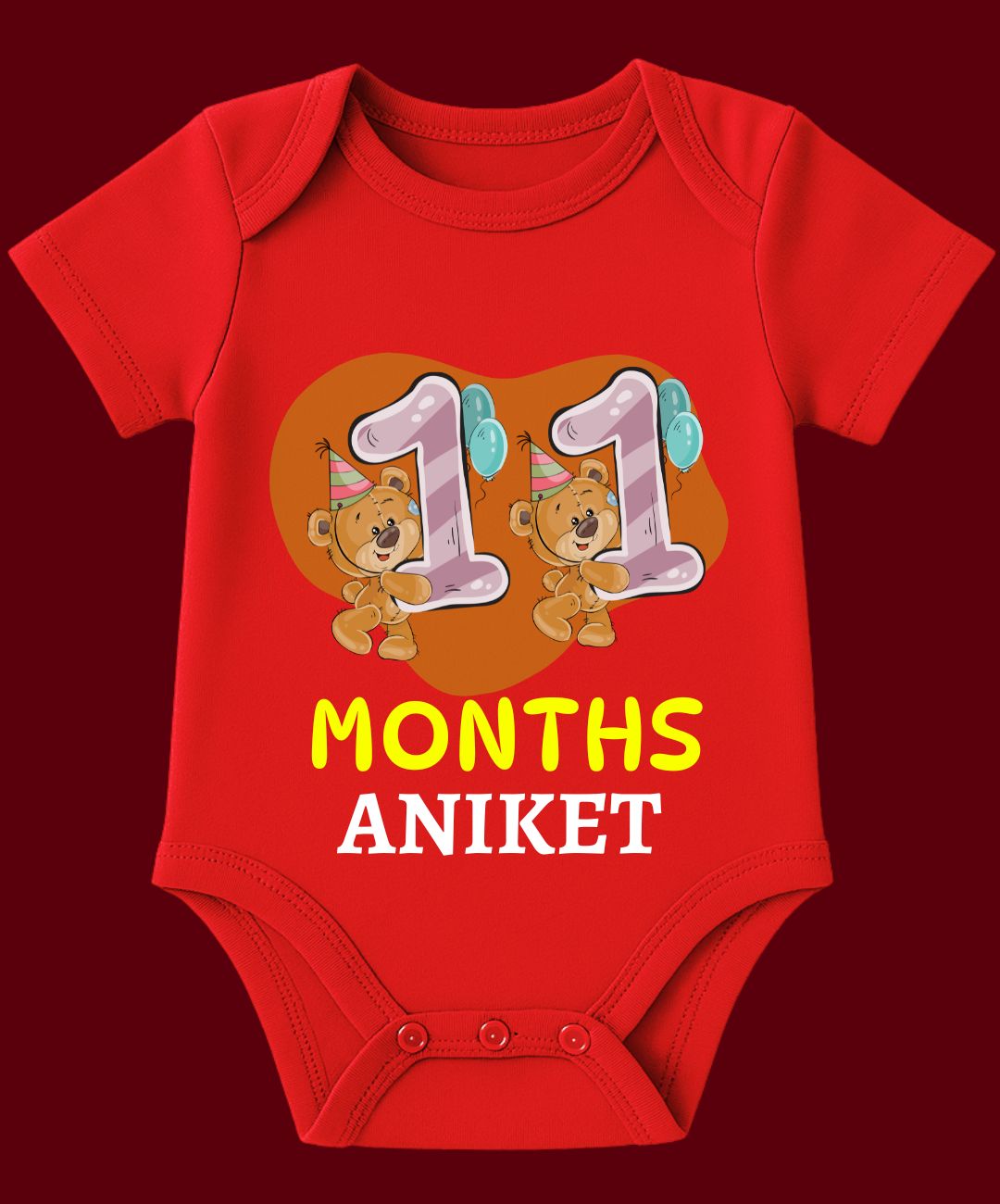 11 Month Teddy Print Baby Outfit