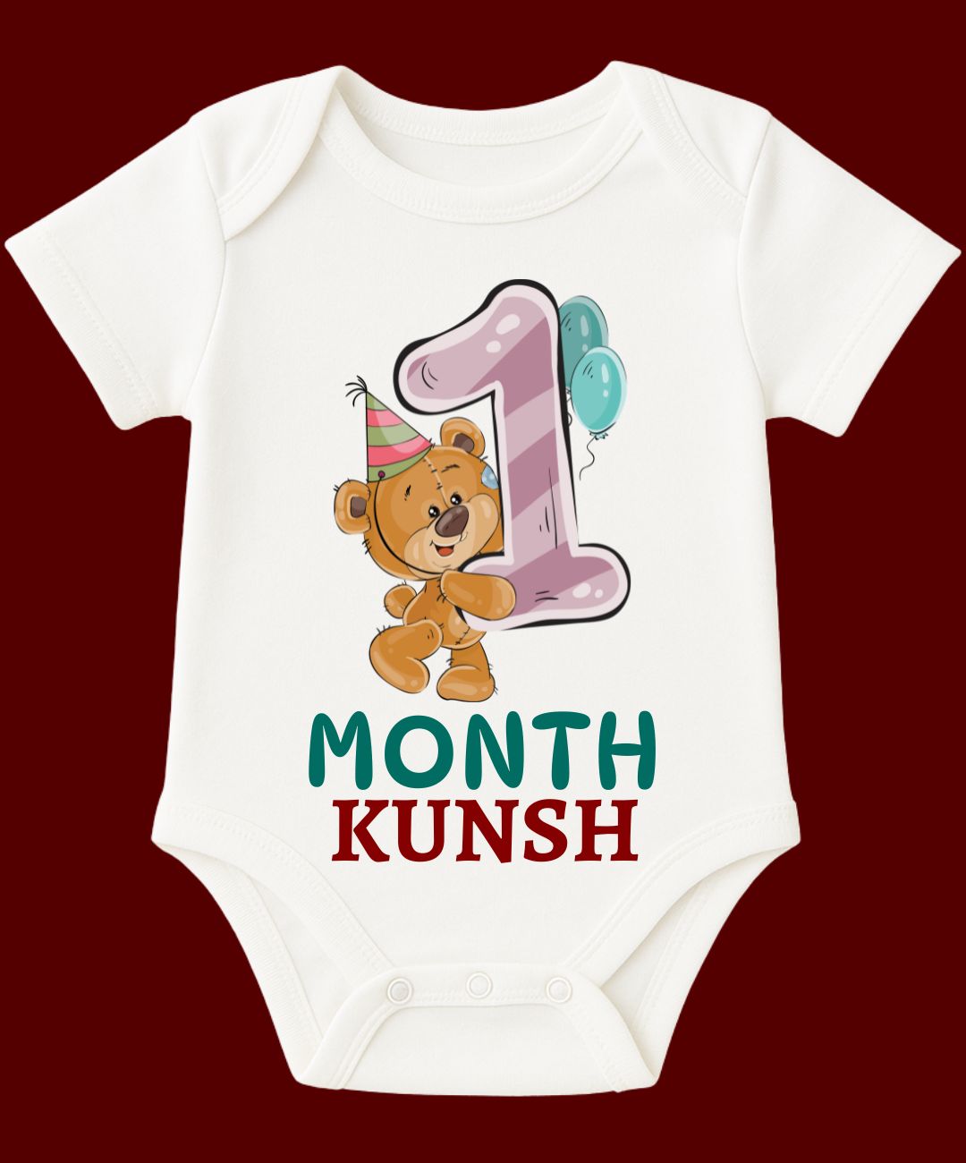1 Month Teddy Design Baby Outfit