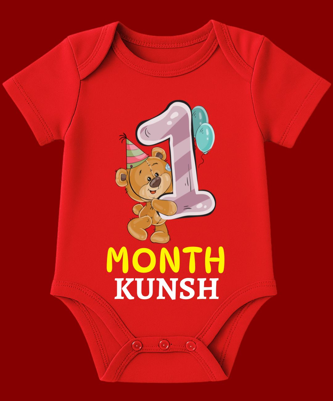 1 Month Teddy Design Baby Outfit