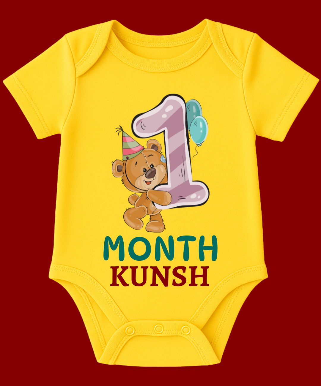 1 Month Teddy Design Baby Outfit