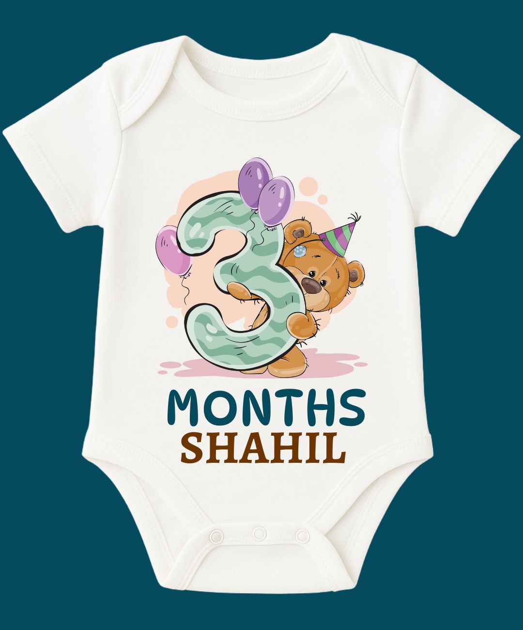 3 Month Teddy Design Baby Outfit