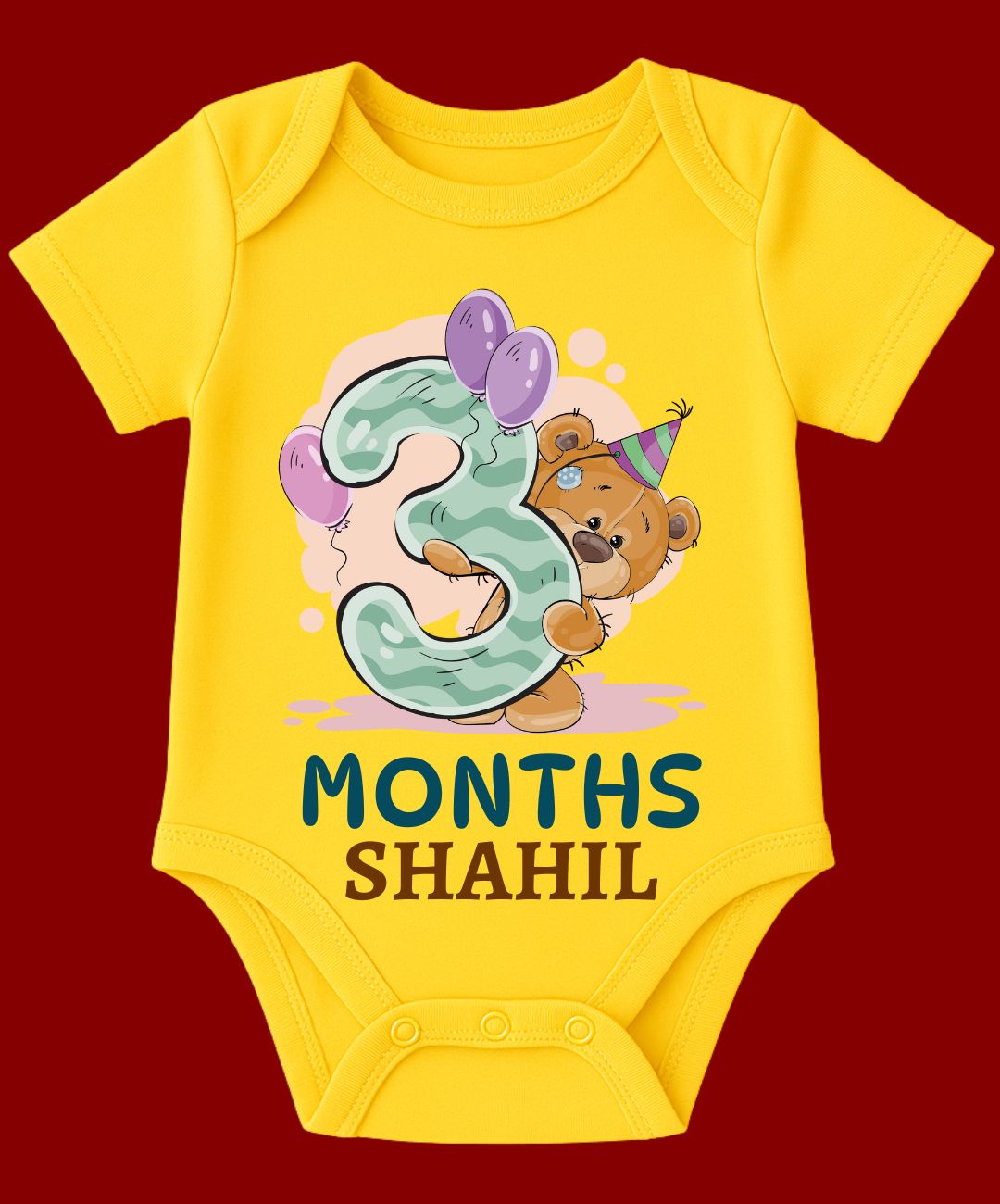 3 Month Teddy Design Baby Outfit