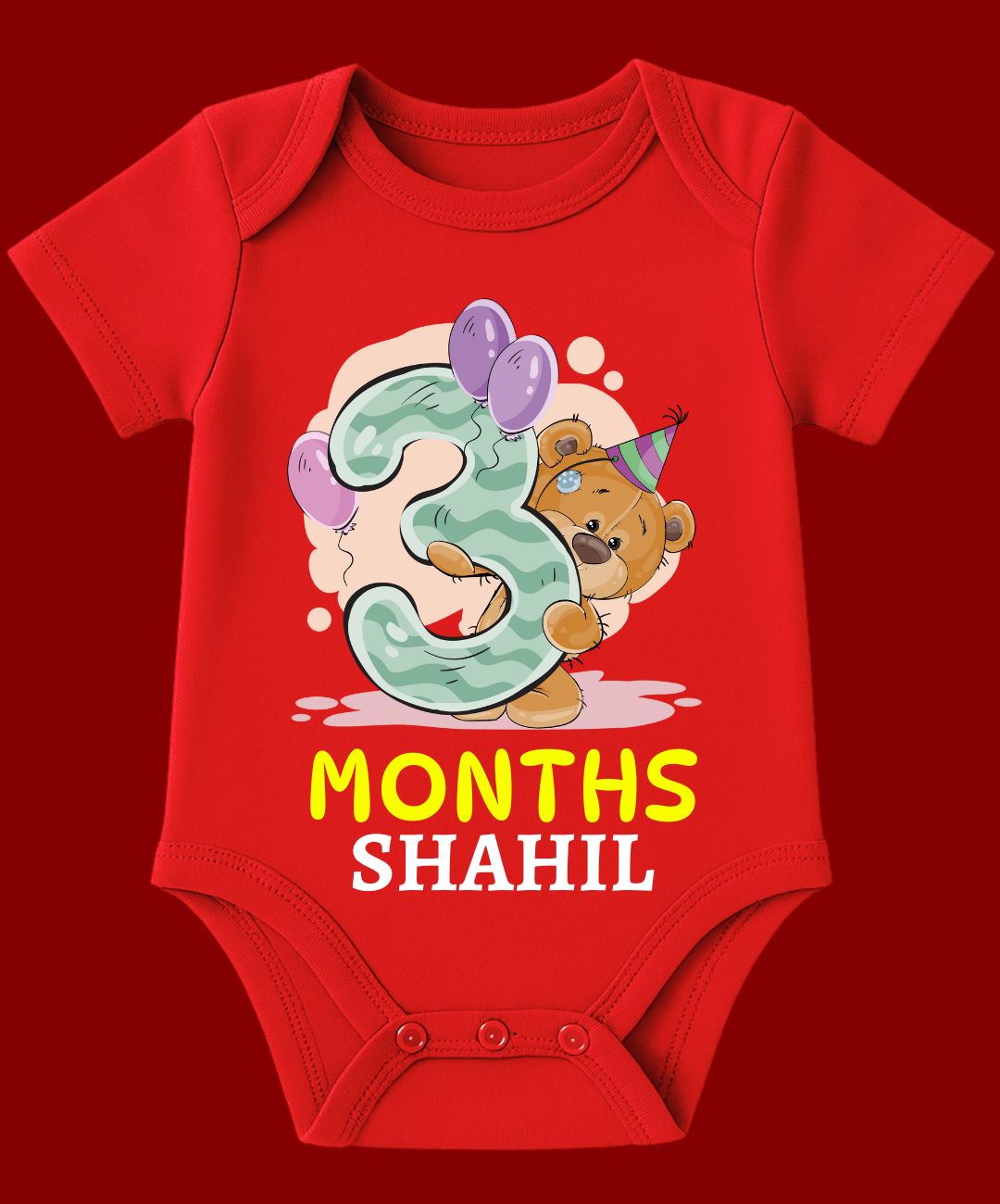3 Month Teddy Design Baby Outfit