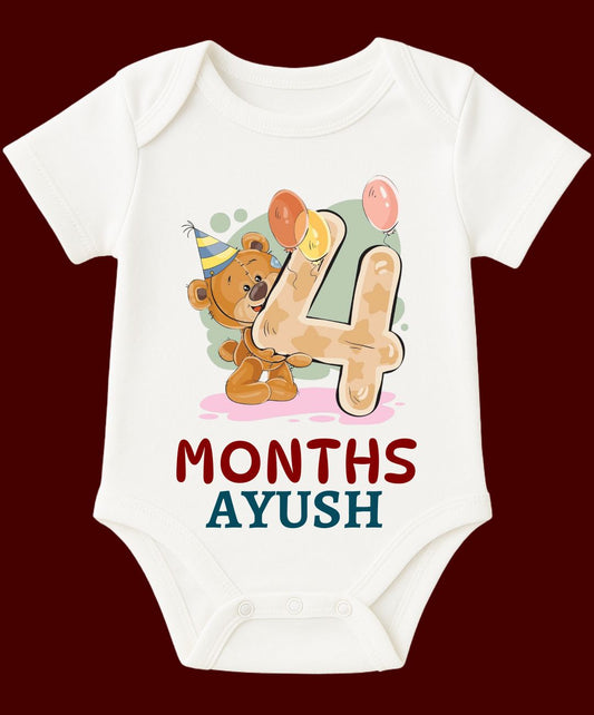 4 Month Teddy Design Baby Outfit