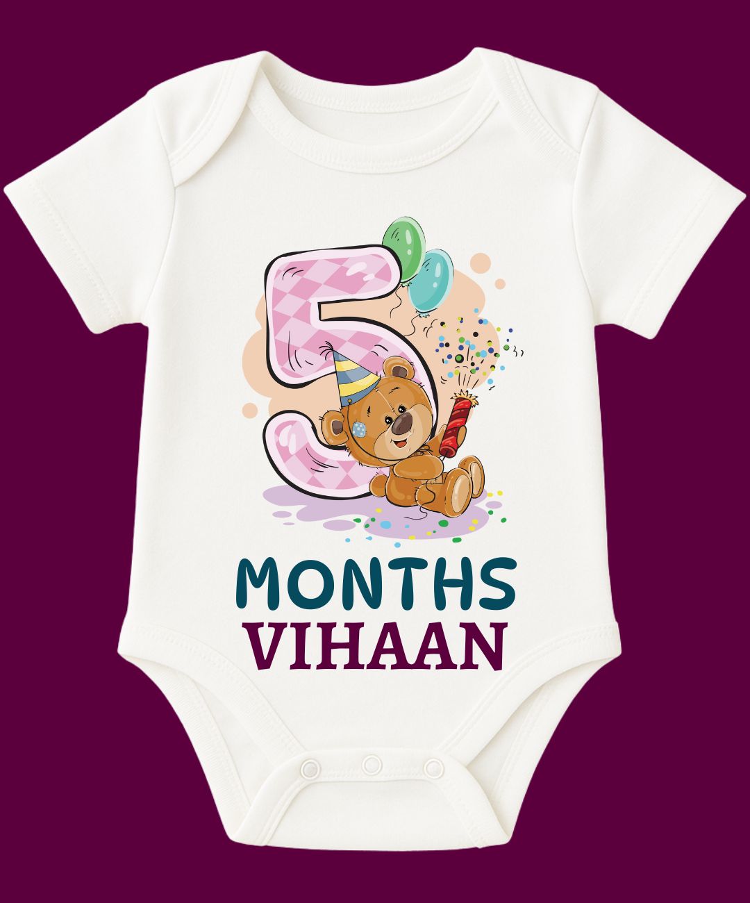 5 Month Teddy Design Baby Outfit