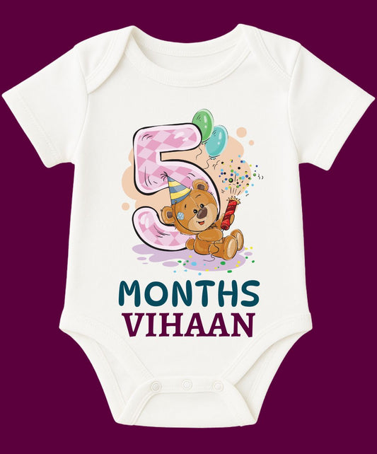 5 Month Teddy Design Baby Outfit
