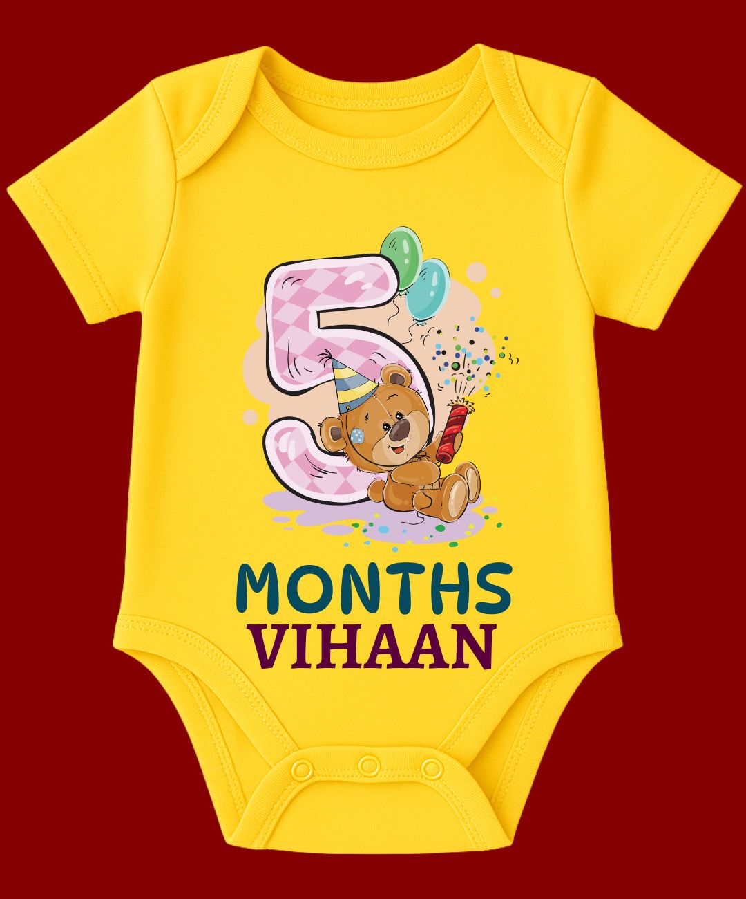 5 Month Teddy Design Baby Outfit