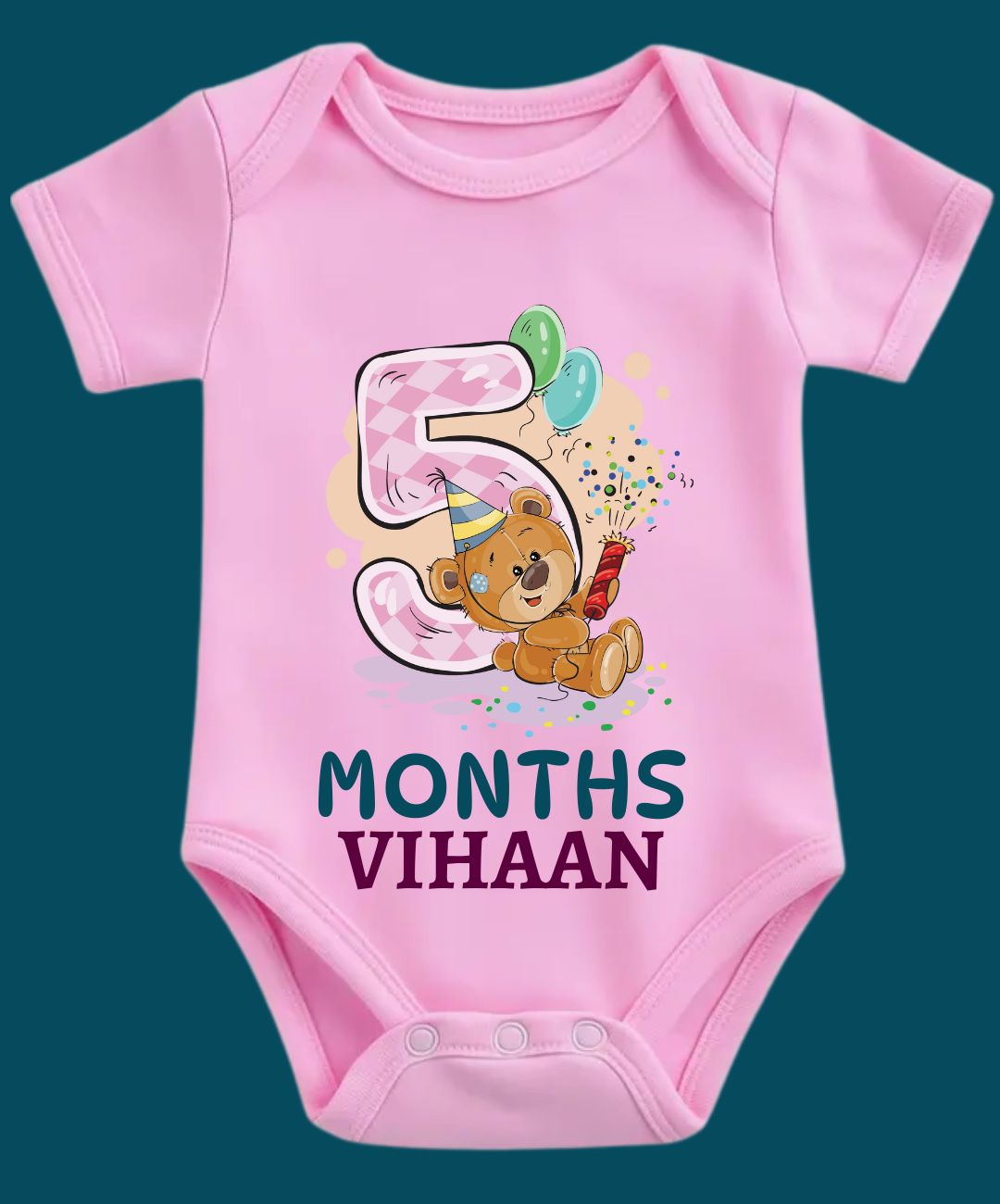 5 Month Teddy Design Baby Outfit