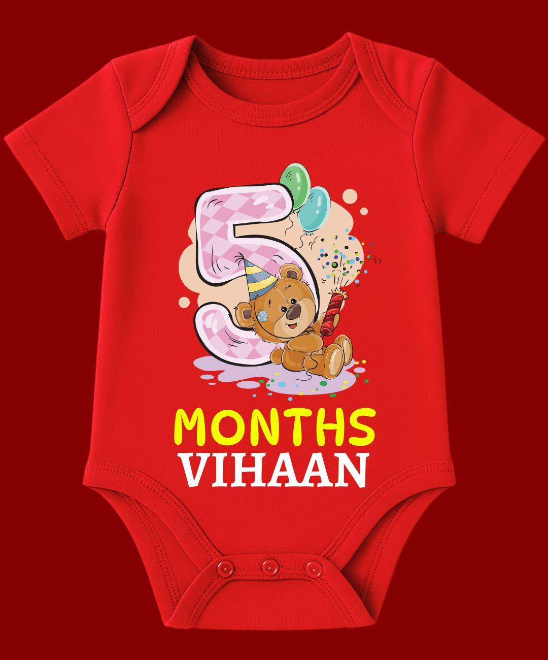 5 Month Teddy Design Baby Outfit
