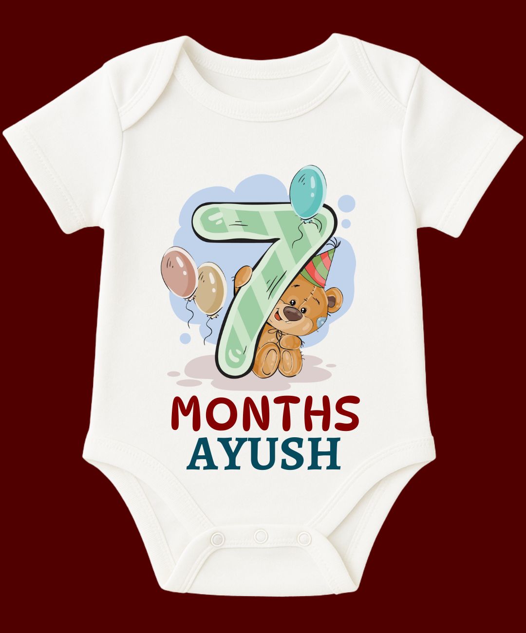 7 Month Teddy Design Baby Outfit