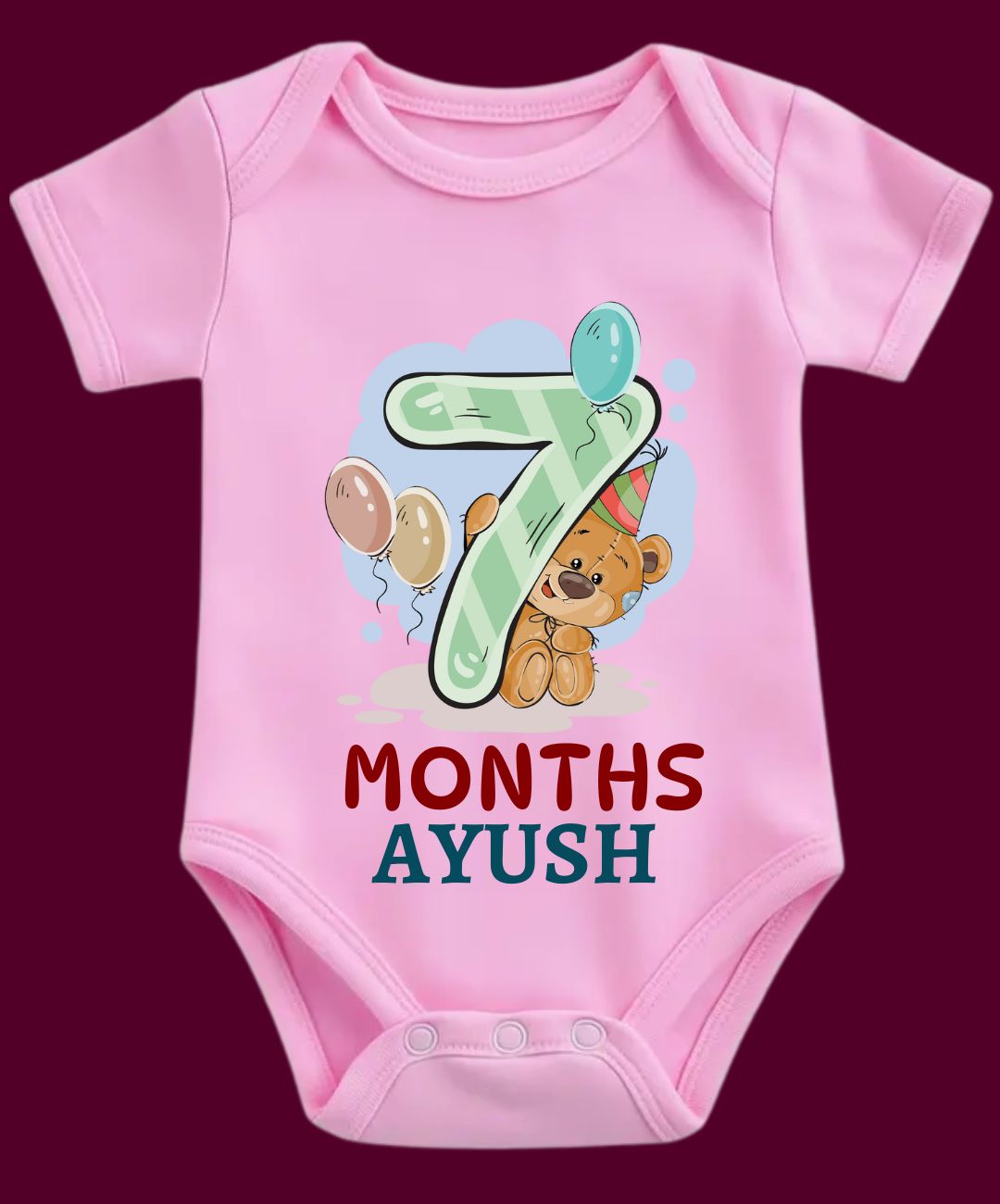 7 Month Teddy Design Baby Outfit
