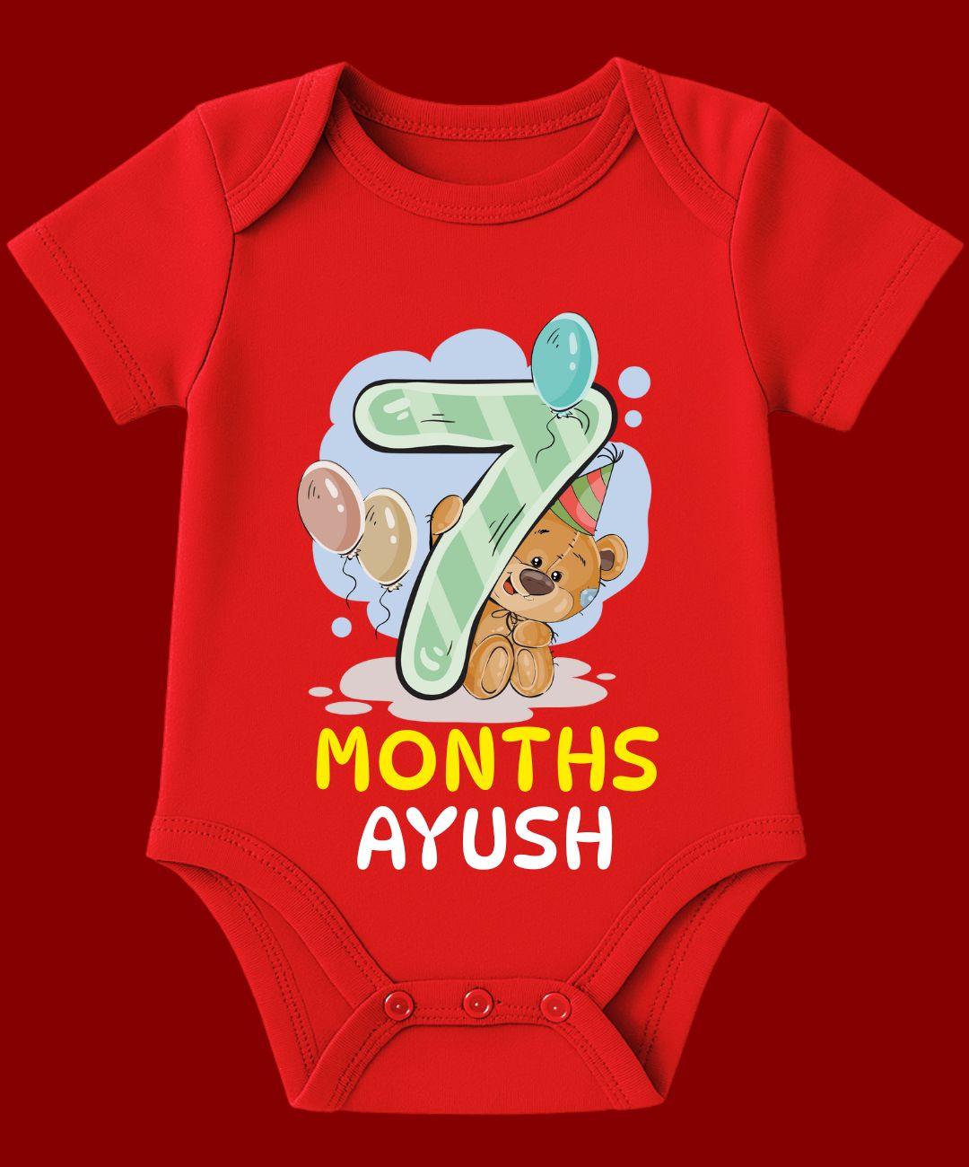 7 Month Teddy Design Baby Outfit
