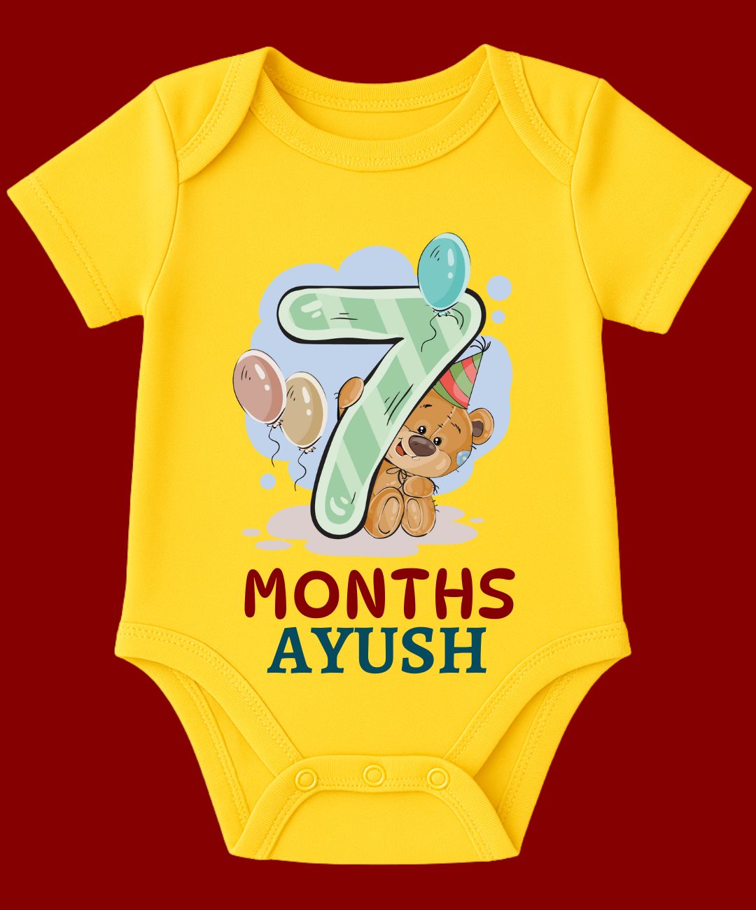 7 Month Teddy Design Baby Outfit