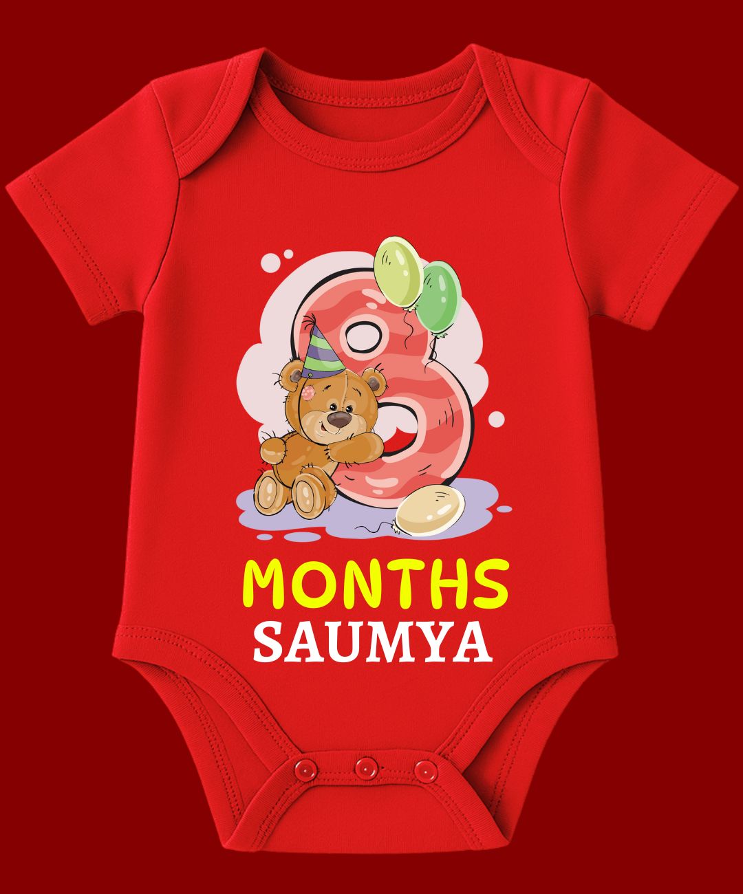 8 Month Teddy Design Baby Outfit