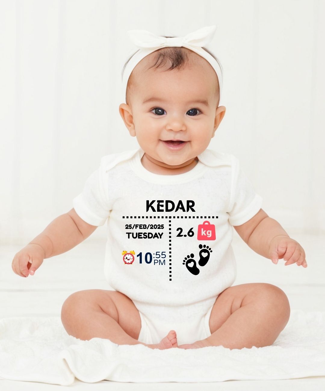 Custom Name - Baby Romper with Baby Details