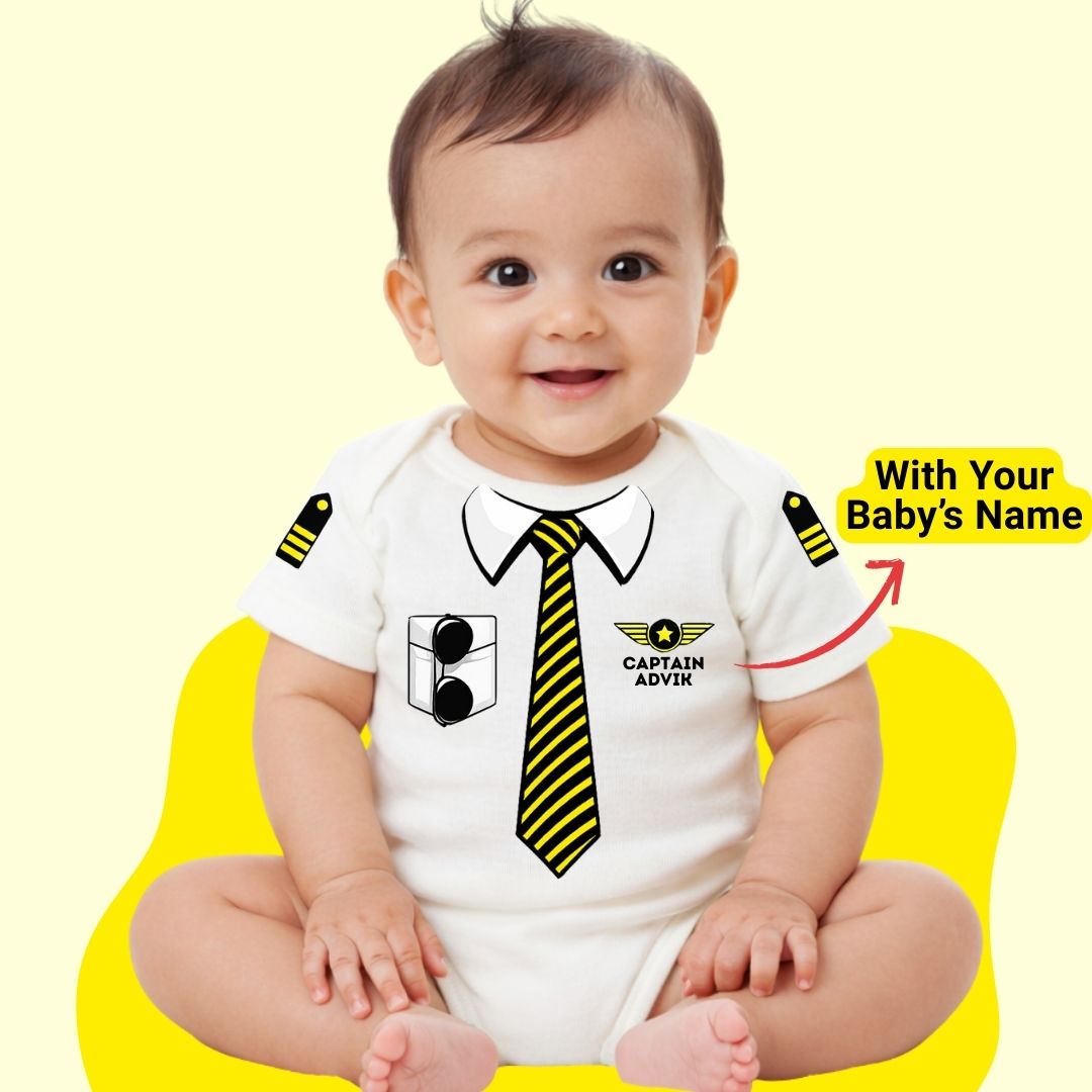 Custom Name - Baby Pilot Captain Special Aviator Romper