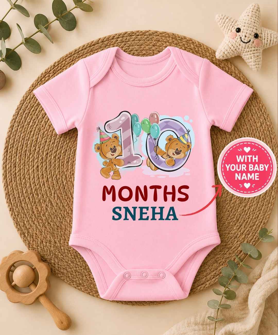 Custom Name - 10th Month Birthday Baby Outfit