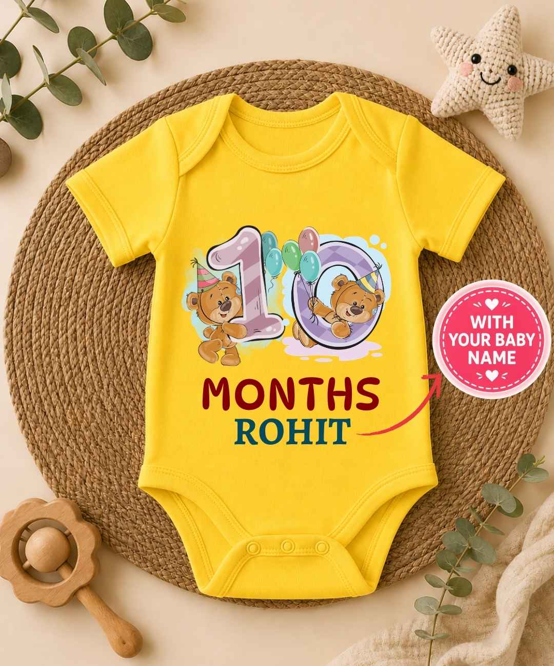 Custom Name - 10th Month Birthday Baby Outfit