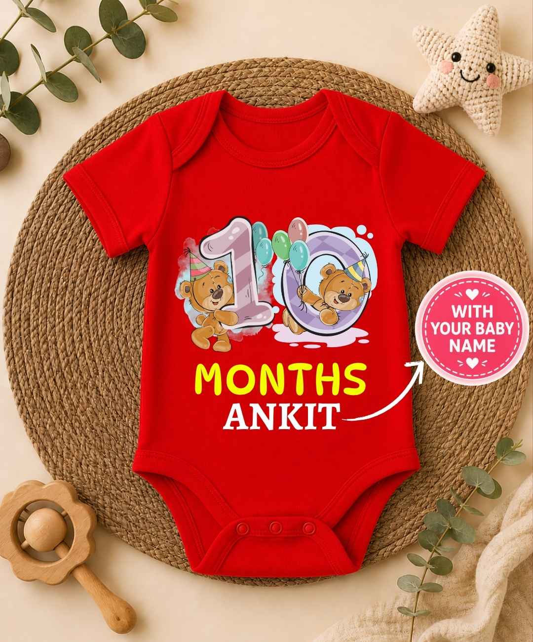Custom Name - 10th Month Birthday Baby Outfit