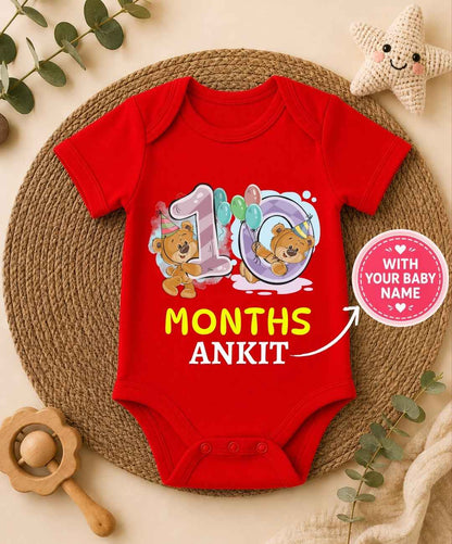 Custom Name - 10th Month Birthday Baby Outfit