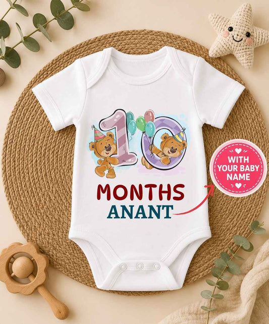 Custom Name - 10th Month Birthday Baby Outfit
