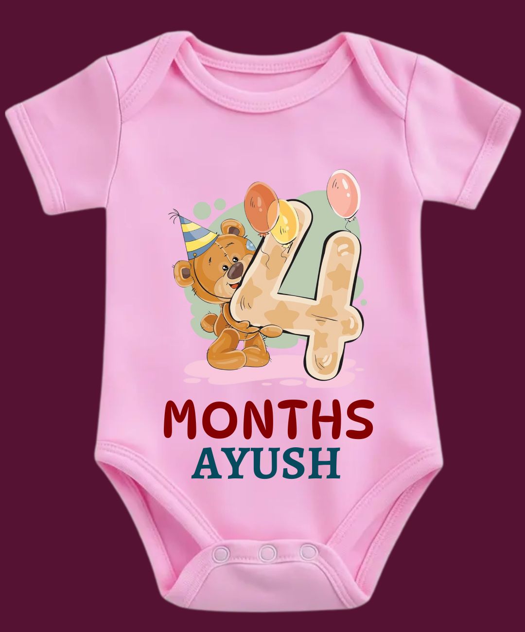 4 Month Teddy Design Baby Outfit