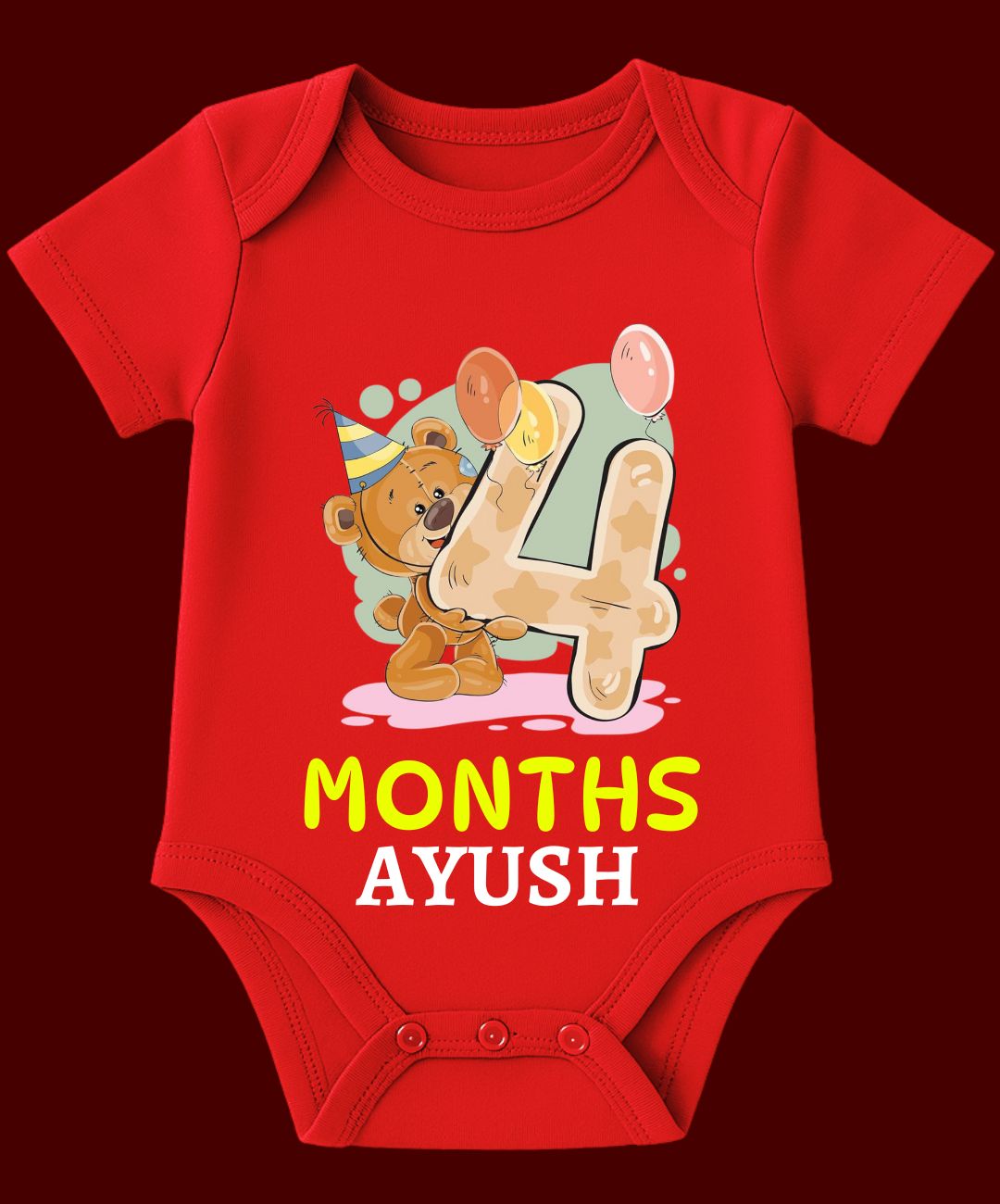 4 Month Teddy Design Baby Outfit