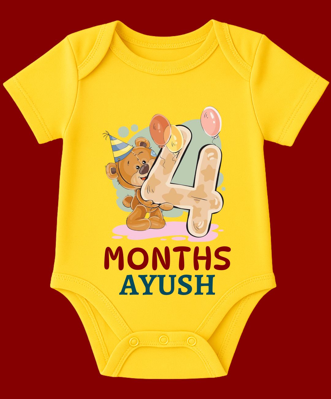 4 Month Teddy Design Baby Outfit