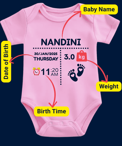 Custom Name - Baby Romper with Baby Details