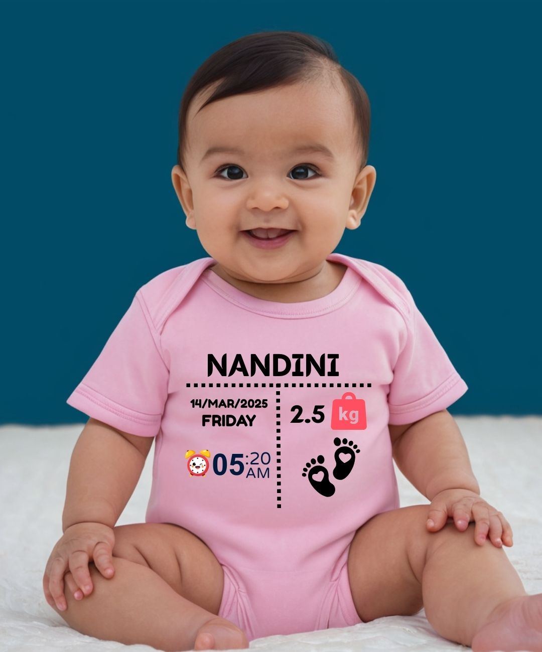 Customized Baby Romper with Baby Details