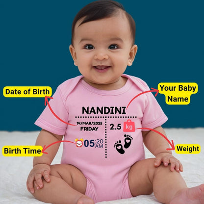 Custom Name - Baby Romper with Baby Details