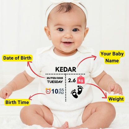 Custom Name - Baby Romper with Baby Details