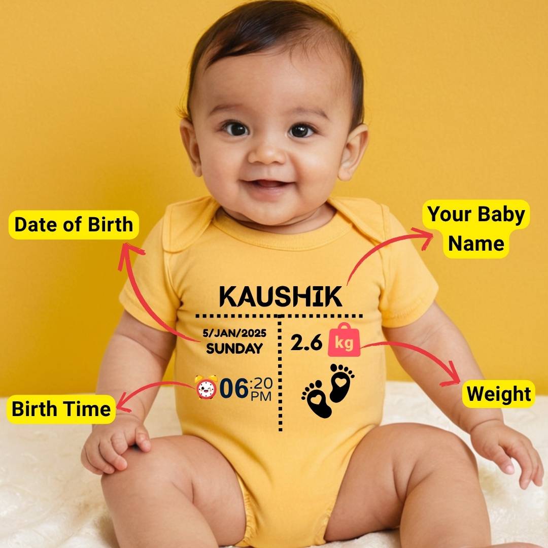 Custom Name - Baby Romper with Baby Details