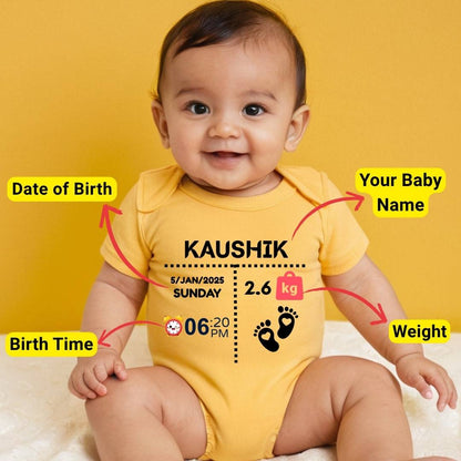 Custom Name - Baby Romper with Baby Details