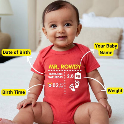 Custom Name - Baby Romper with Baby Details