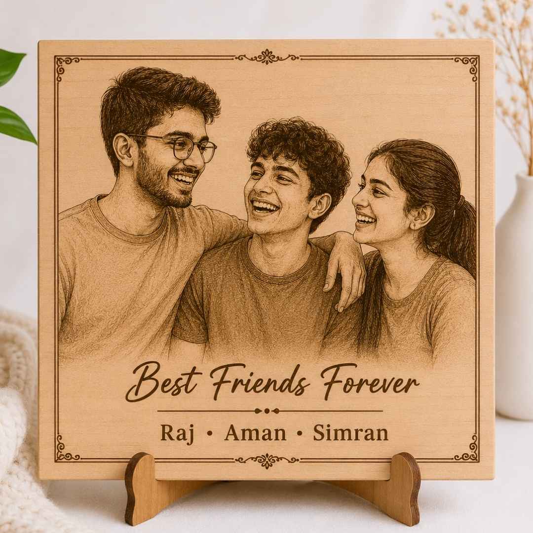 Custom Name - Rectangular Wooden Photo Frame with Photo & Message