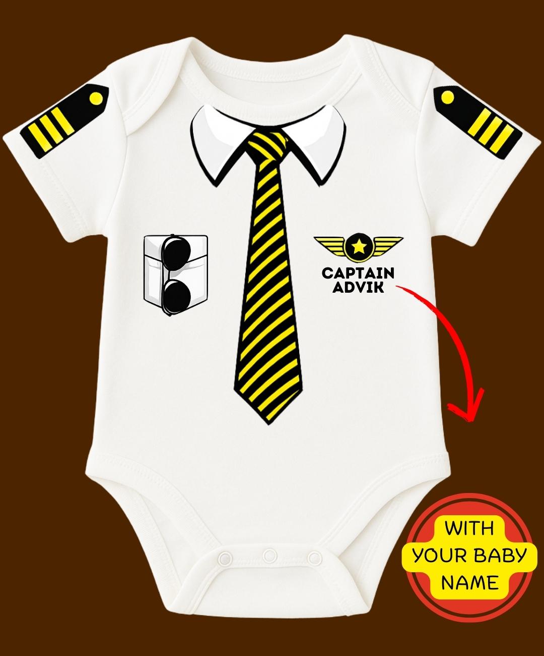 Custom Name - Baby Pilot Captain Special Aviator Romper