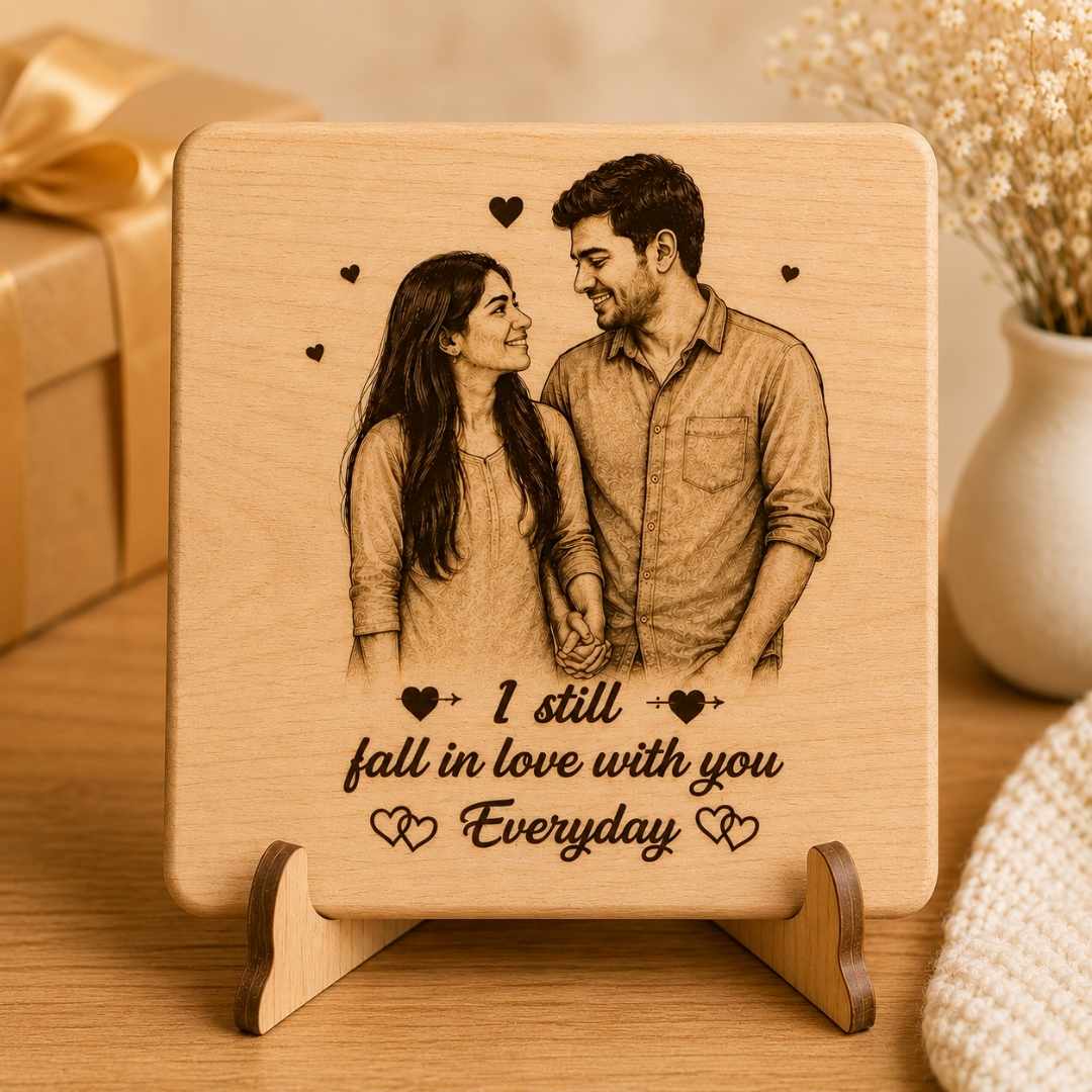 Custom Name - Rectangular Wooden Photo Frame with Photo & Message