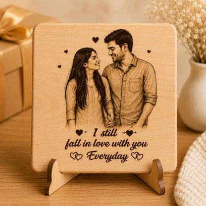 Custom Name - Rectangular Wooden Photo Frame with Photo & Message