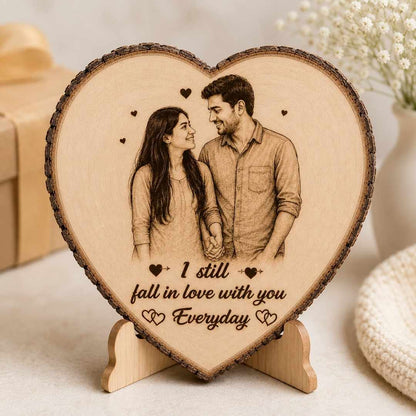 Custom Name - Heart Wooden Photo Frame with Photo & Message