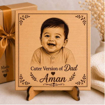Custom Name - Rectangular Wooden Photo Frame with Photo & Message