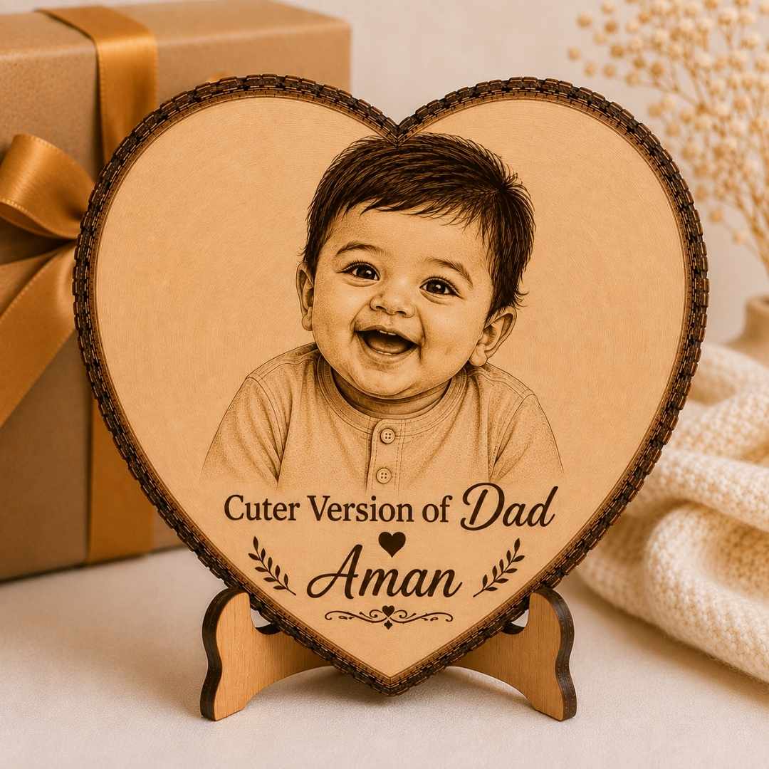Custom Name - Heart Wooden Photo Frame with Photo & Message