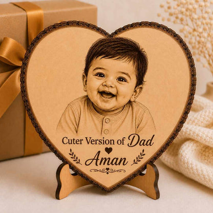 Custom Name - Heart Wooden Photo Frame with Photo & Message