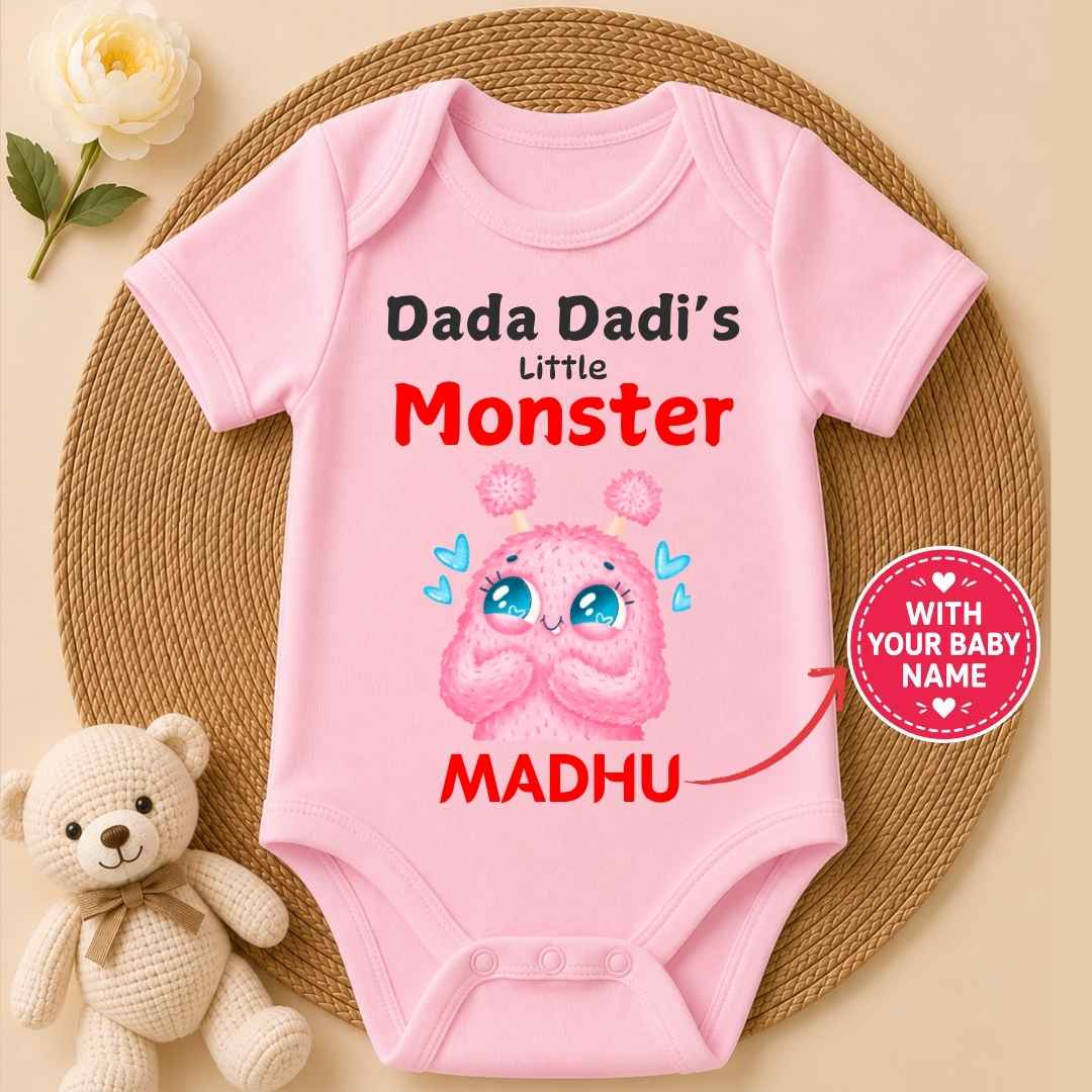 Custom Name - Dada Dadi's Little Monster Baby Outfit