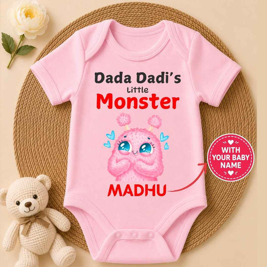 Custom Name - Dada Dadi's Little Monster Baby Outfit