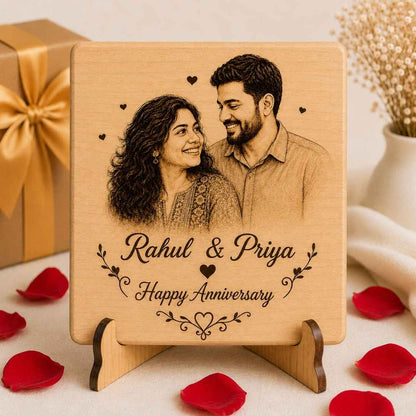 Custom Name - Rectangular Wooden Photo Frame with Photo & Message