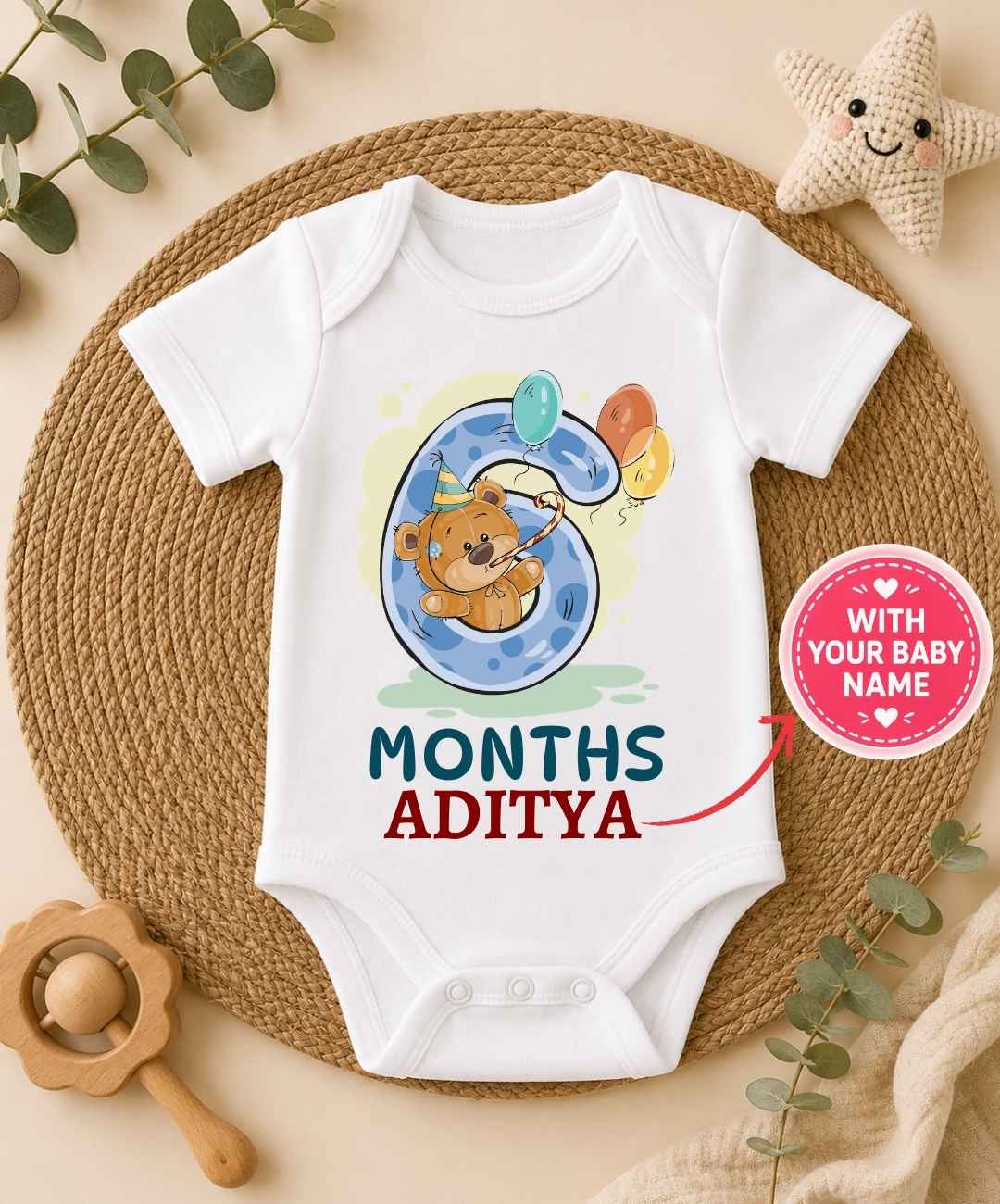 Custom Name - 6 Months Birthday Outfit