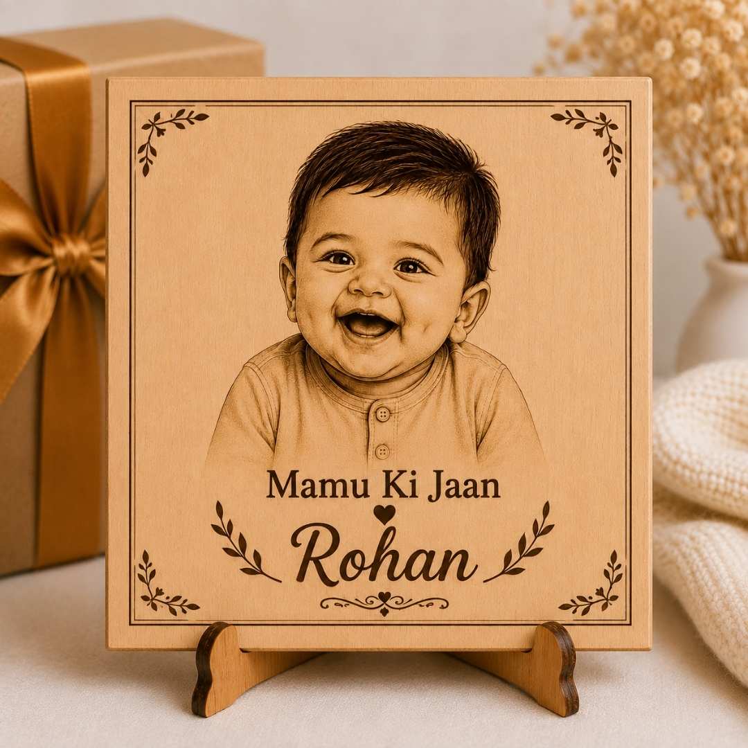 Custom Name - Rectangular Wooden Photo Frame with Photo & Message