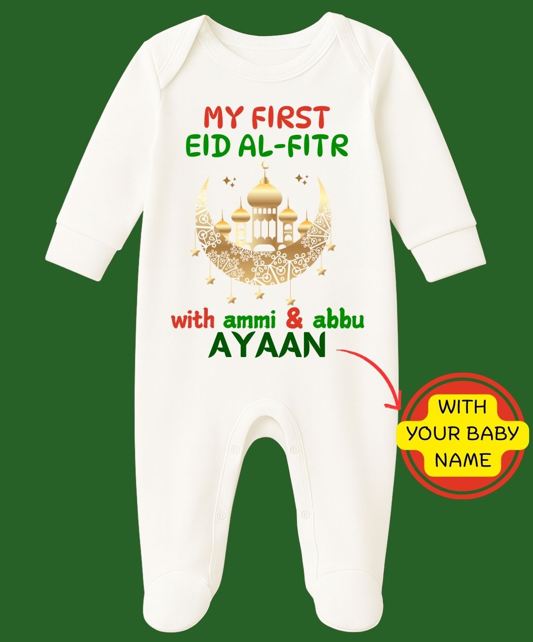 Custom Name - My First Eid AL-FITR Special Baby Full Romper